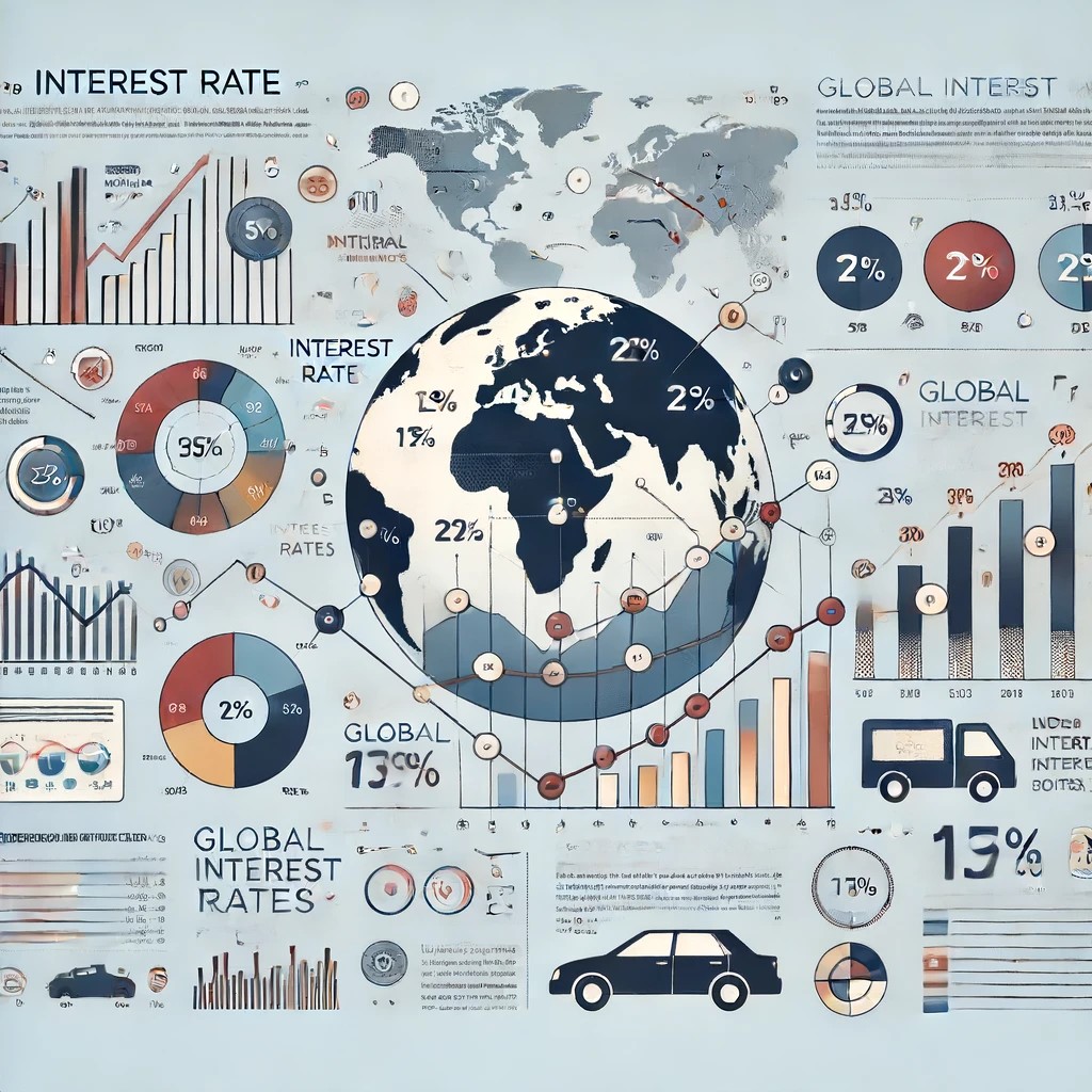 DALL·E 2024-06-15 18.55.34 - An infographic illustrating global interest rate trends over the last decade. Include bar graphs, line charts, and icons representing different econom